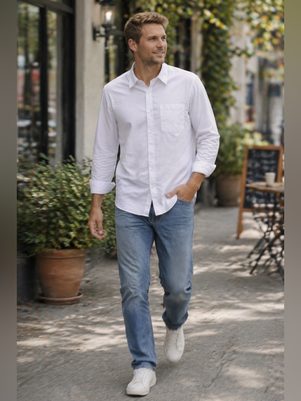 J.Crew White Button Up Shirt Mens Large Slim Fit Cotton Oxford